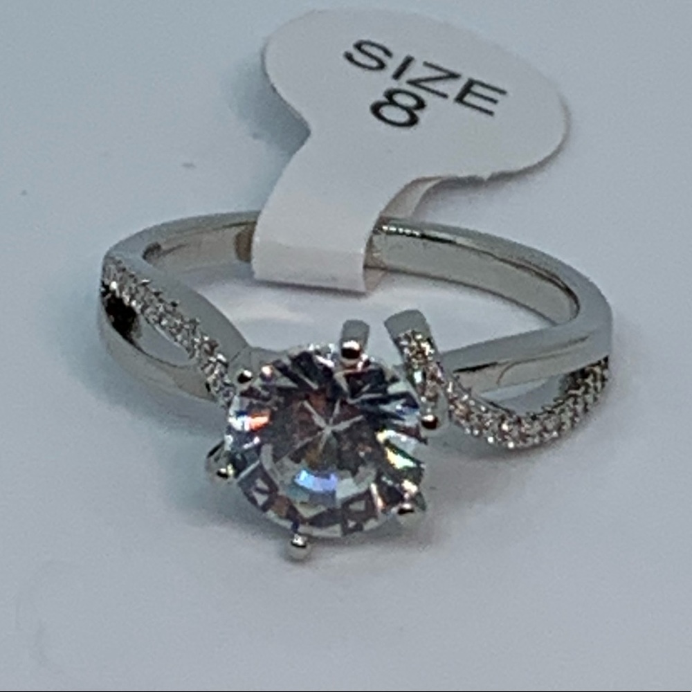 WHITE SAPPHIRE SOLITAIRE 6 PRONG RING - Picture 2 of 6